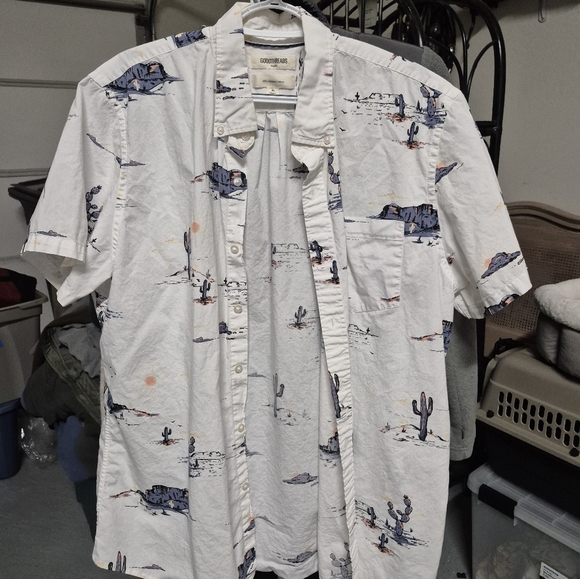Goodthreads White Desert Print Men's Shirt - Picture 1 of 3